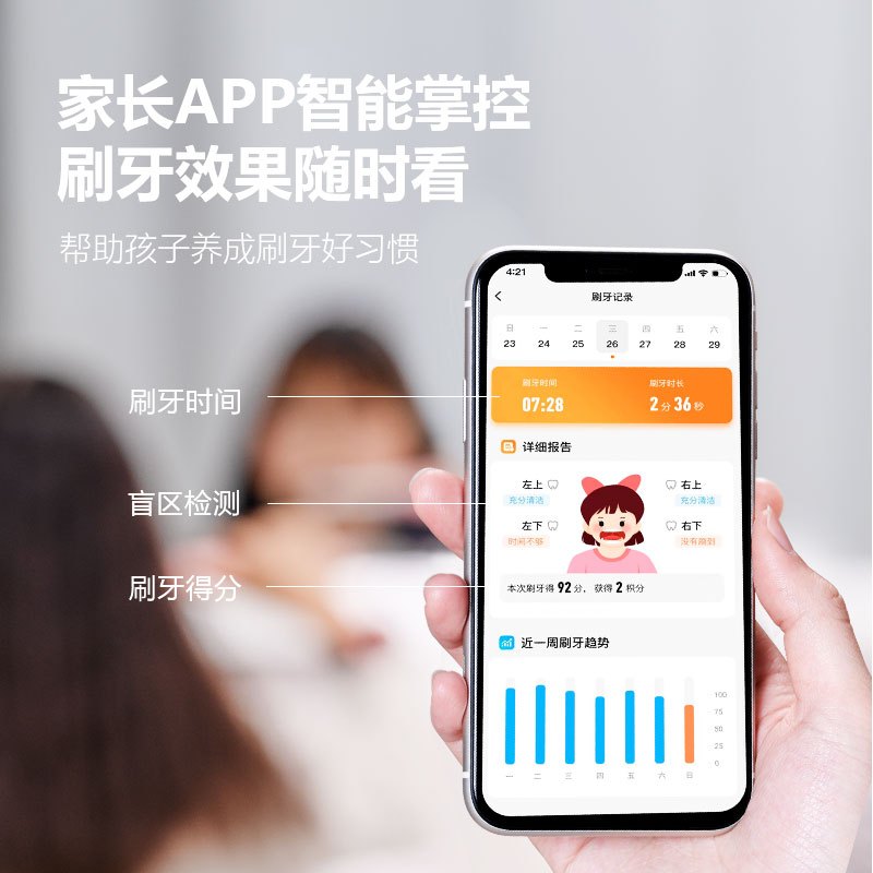 [官方正品]OcleanX小天才儿童电动牙刷智能AI降频IPX7防水长续航充电式全自动声波软毛牙刷适用4-15岁宝宝高清大图