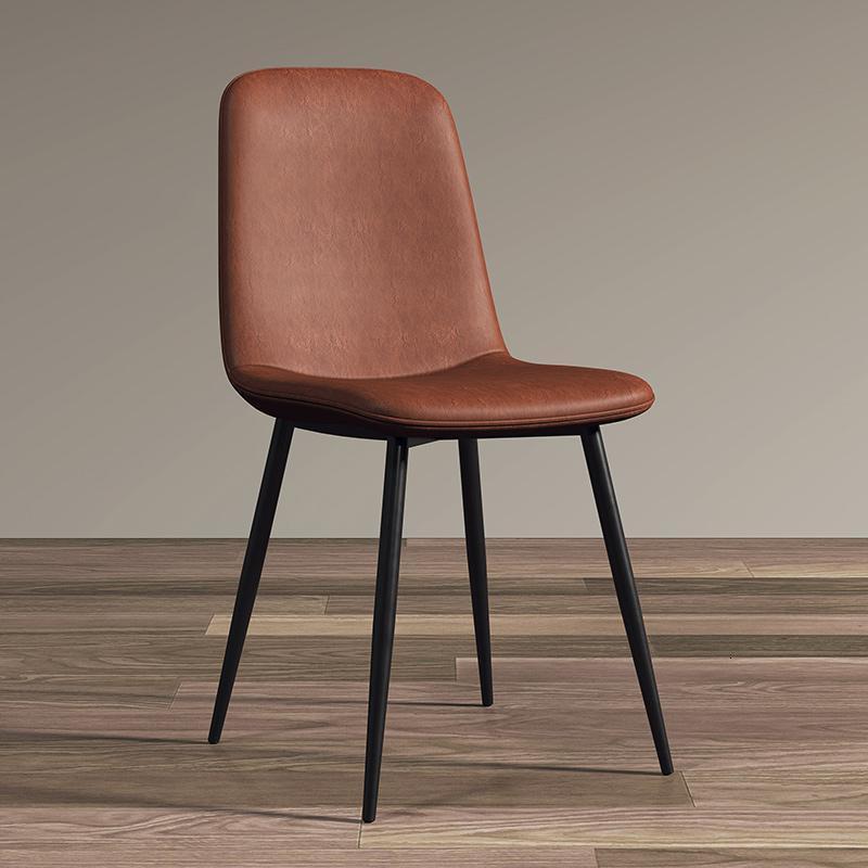 汐岩北欧轻奢餐椅现代简约靠背休闲餐厅咖啡厅电脑家用桌椅凳子 黑腿浅棕色