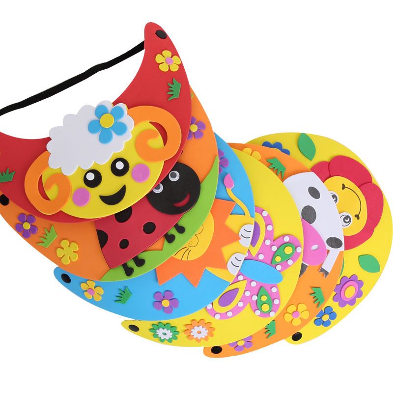 eva太阳帽儿童diy遮阳帽亲子益智手工创意制作立体贴画卡通材料包狮子