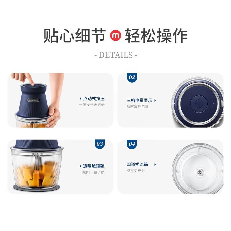 摩飞电器(Morphyrichards) 摩飞绞肉机家用多功能小型料理机MR9402 MR9402A(有线版 蓝色)高清大图