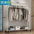 敬平简易衣帽架衣柜式晾衣架落地家用卧室大容量室内衣服收纳挂衣架子 120cm-【升级款】白色双杆+单层置物+滑轮底座