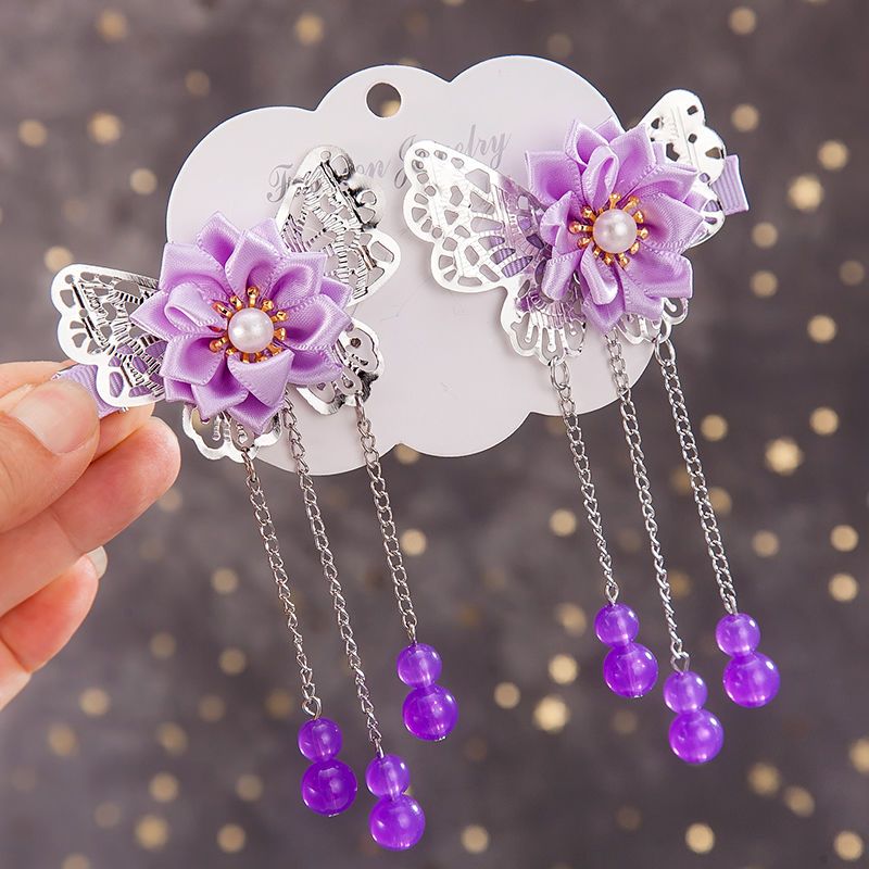 儿童发饰女童古风汉服发夹可爱珍珠蝴蝶结夹子小女孩头饰宝宝发卡f02