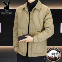 花花公子新款高品质冬季新款户外防寒服三防翻领加绒加厚羽绒服男装夹克外套_212_570 L 黑色