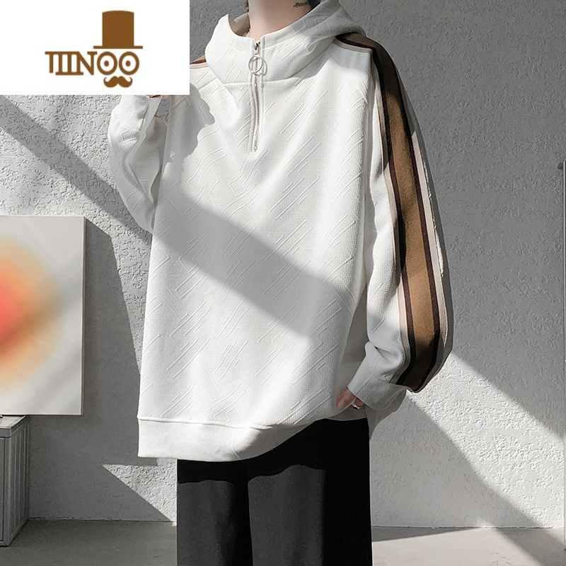 YANXU半拉链卫衣男潮牌美式复古外套宽松痞帅运动正肩港味chic大X高清大图