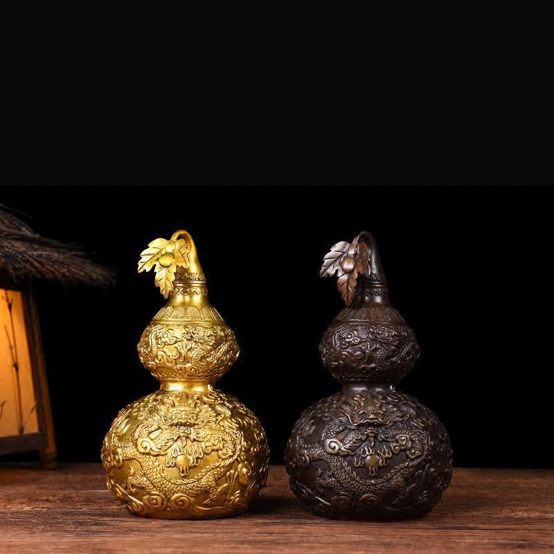 家柏饰(CORATED)葫芦摆件 铜葫芦龙纹葫芦葫芦办公室桌面摆件大号高清大图