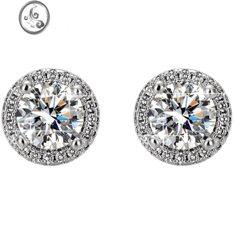 jimi莫桑钻耳钉女925银银1克拉宝石仿真雪花耳环轻奢六爪简约耳饰礼物