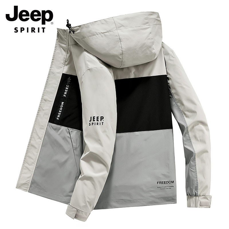 JEEP男士夹克2022新款早春上衣男装潮流可拆卸帽休闲帅气防风外套