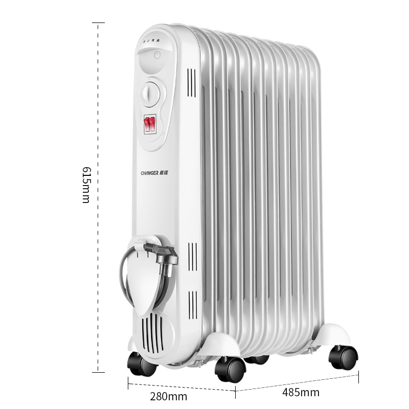辰佳 (Changer)CR404-11-2000W 电热油汀取暖器家用电暖器家用办公室电暖气无光 灰白色