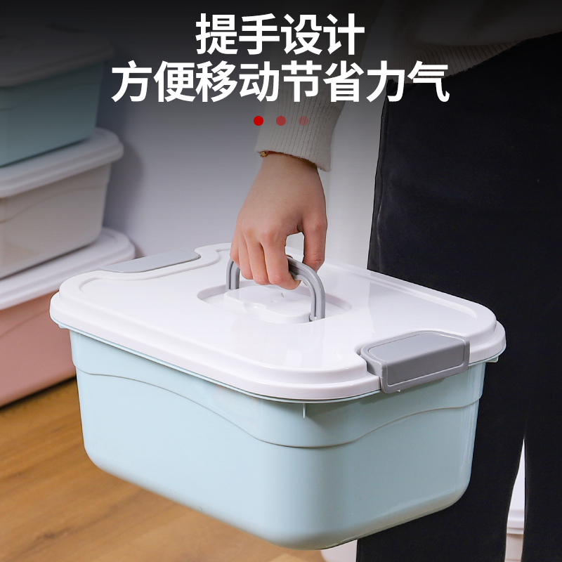 收纳箱加厚特大号衣服储物箱学生宿舍杂物整理箱塑料大号收纳盒高清大图