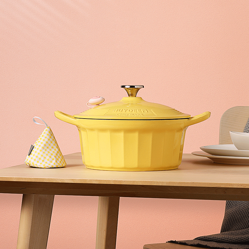 北鼎(buydeem)珐琅锅家用煲汤搪瓷焖炖锅25cm 小鹅黄
