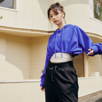 361°运动卫衣女新款女士超短款连帽卫衣宽松休闲运动上衣