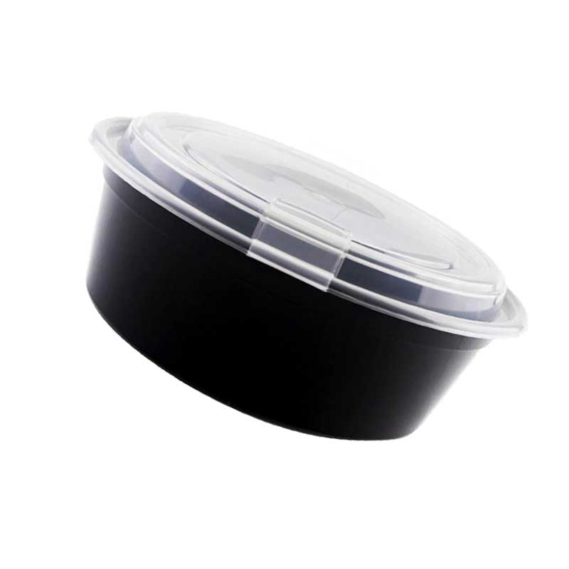 儵忽 一次性单格黑色圆形透气孔凸盖打包盒 RY-NR-100 3000ml 90套/ 1箱高清大图