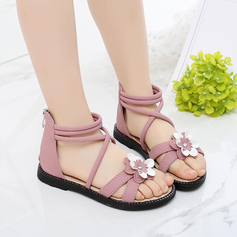 女童凉鞋儿童公主鞋中大童宝宝沙滩鞋2019夏新款凉鞋小女孩罗马鞋臻依