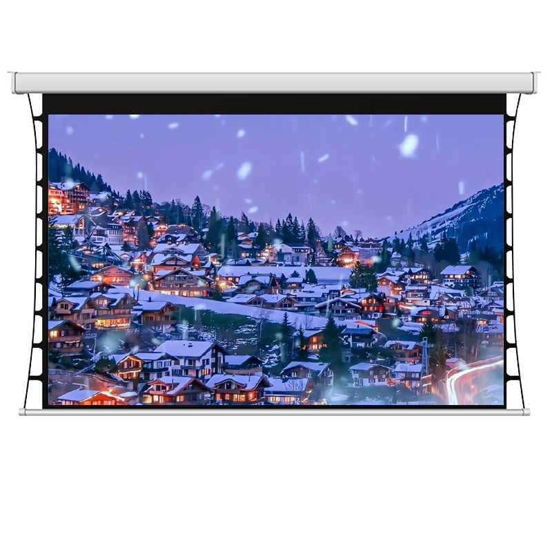 AREDY投影仪幕布 电动拉线白玻纤【含遥控器】办公/家用 自动升降投影机壁挂超清无甲醛左右接电幕布 100寸4:3