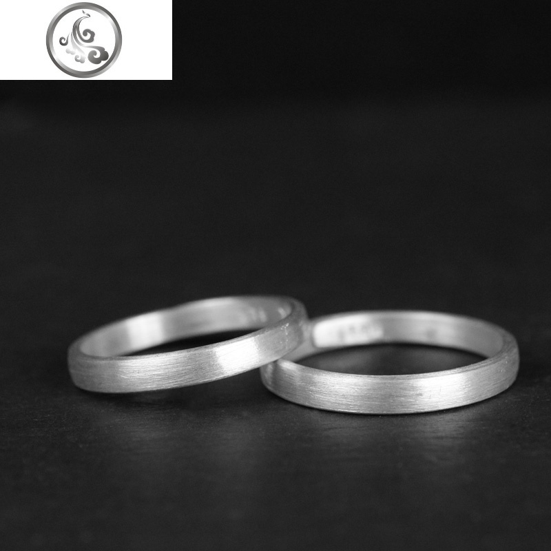 拾光纯银戒指活口一对手工999银指环简约原创网红冷淡风情侣对戒jimi