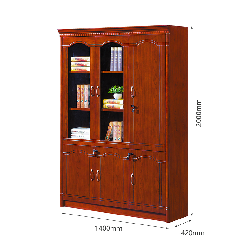 臻远ZY051414木质文件柜油漆贴木皮资料柜书柜 三门高清大图