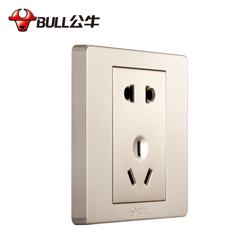 公牛(BULL) 开关插座面板 其他电源插座G07 香槟金系列 正五孔十支装86型插座面板 五孔插座套装