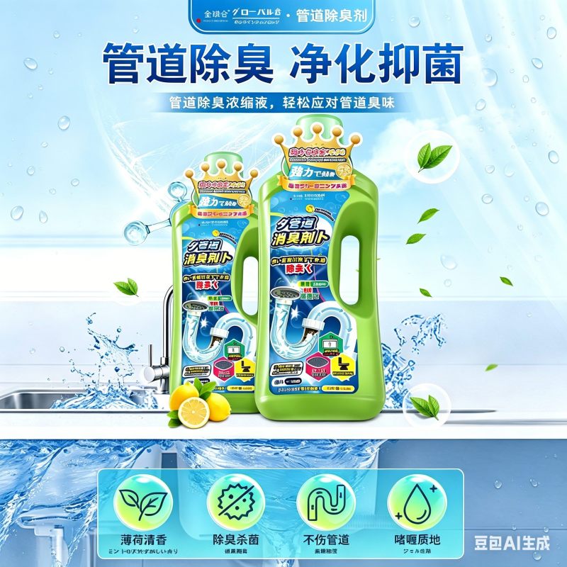新升级 2瓶 (500ml)绿瓶 全球仓 浴室管道毛发清洁片除臭去味堵塞疏通卫生间浴室管道地漏除臭中性自然香持久有效
