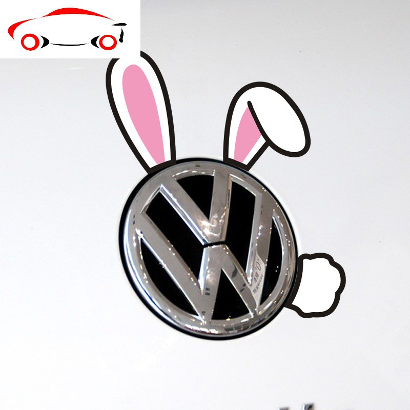 车贴纸创意车身贴可爱兔子耳朵猫耳朵个性装饰车标改装汽车贴纸jing