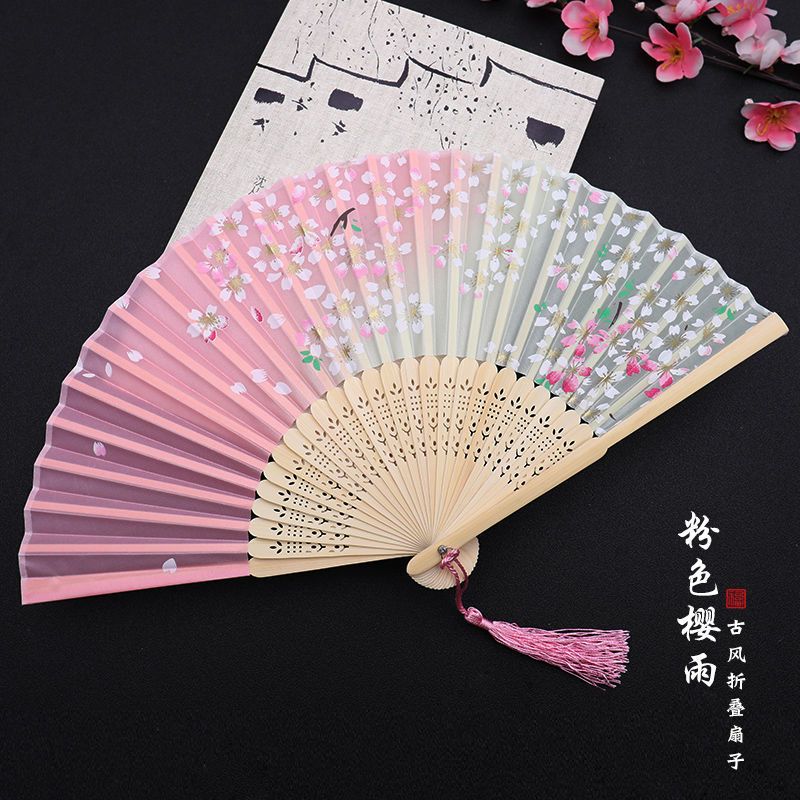 扇子折扇中国风女式古风苏夏日随身古典古装汉服折叠小竹扇扇套