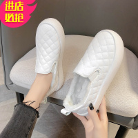 金三志豆豆鞋女冬加绒2020新款百搭一脚蹬松糕厚底单鞋外穿加绒雪地棉鞋休闲鞋