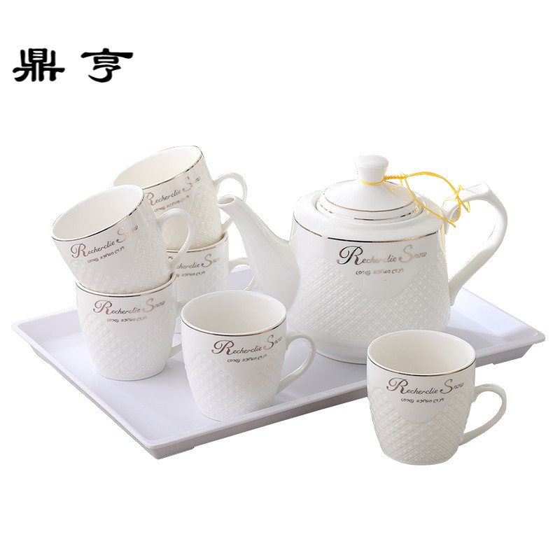 鼎亨陶瓷茶壶套装简约咖啡杯套具家用耐热泡茶壶茶具花茶创意水具
