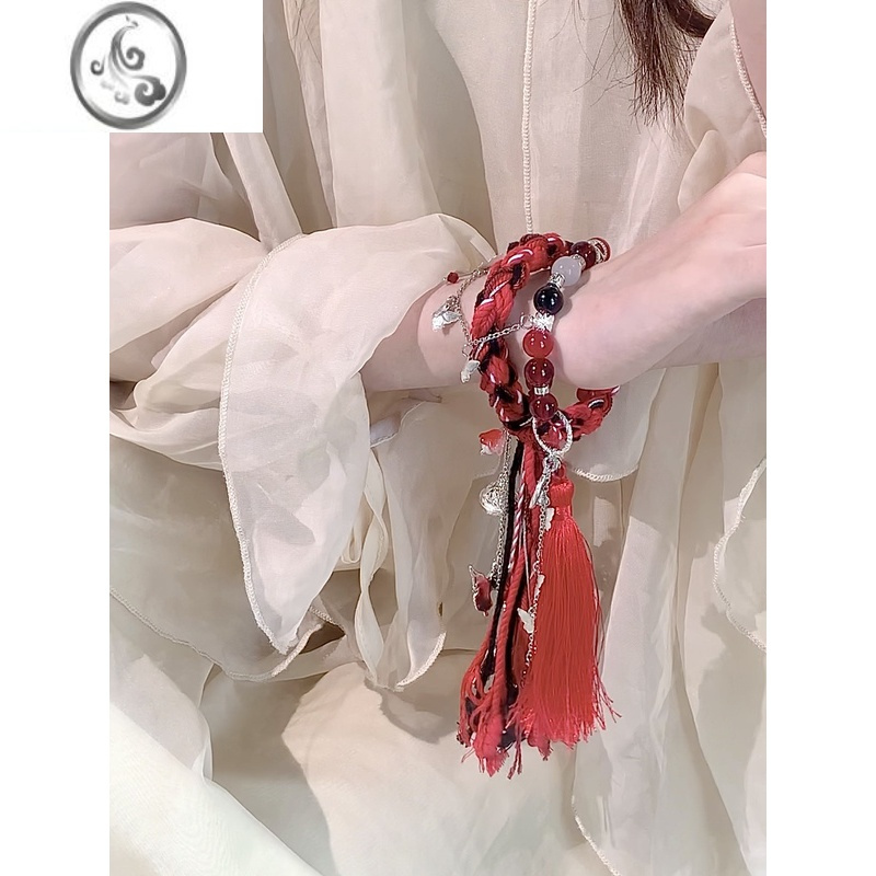 jimi新中式五帝钱编织手链女原创国风藏式手绳民族风饰品流苏铃铛手饰