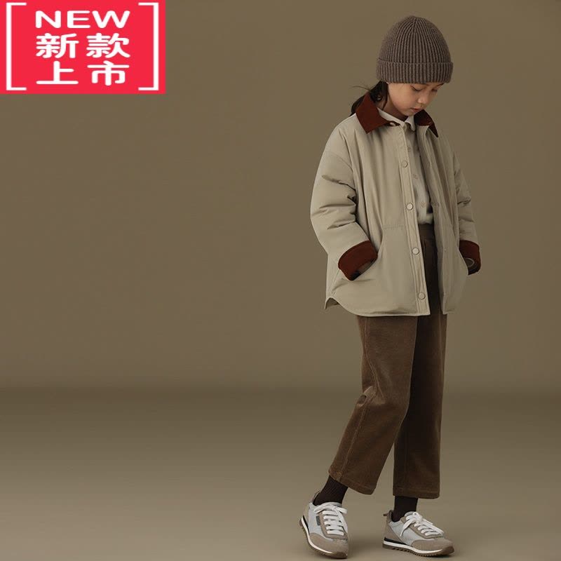 可莉允童装22冬季新品休闲棉质加绒加厚ju保暖亲子款灯芯绒直筒长裤保暖裤图片