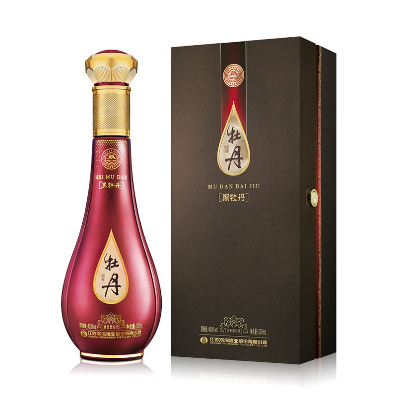 双沟牡丹浓香型粮食白酒精装黑牡丹408520ml单瓶装