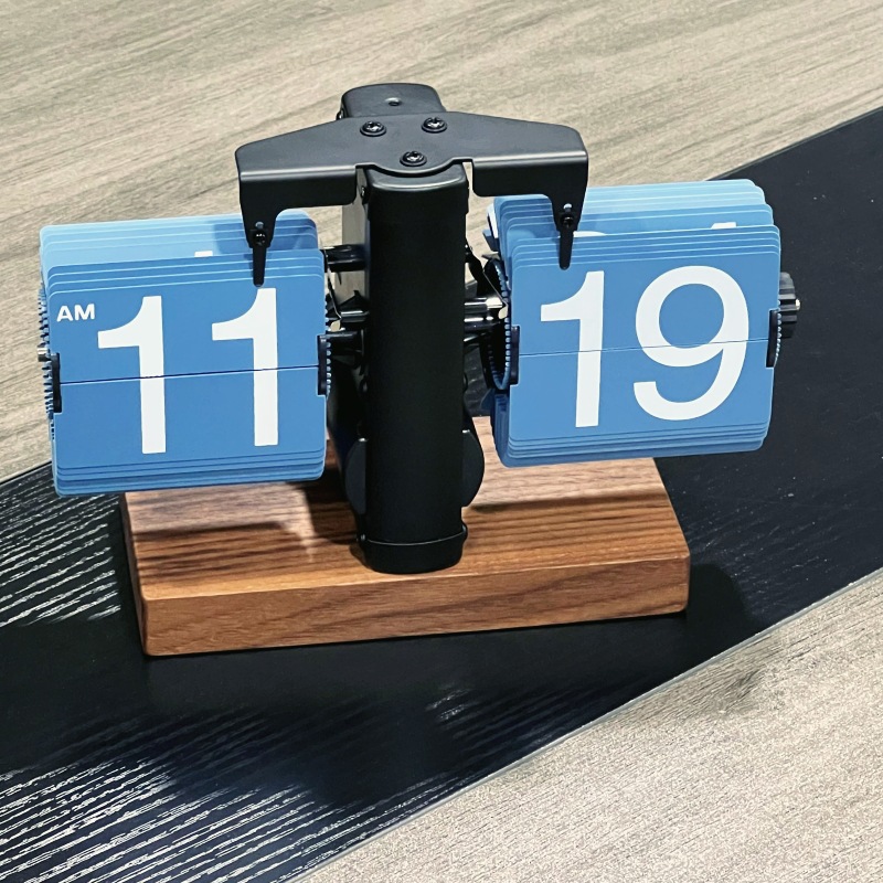 欧式自动翻页钟复古简约家居客厅座钟小天平机械自动翻页时钟【3】 方形平底全黑蓝页