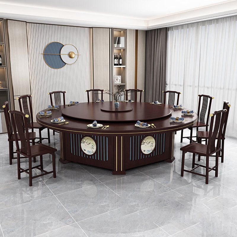 绵冠(MIANGUAN) 1.8m新中式实木大圆桌酒店餐桌