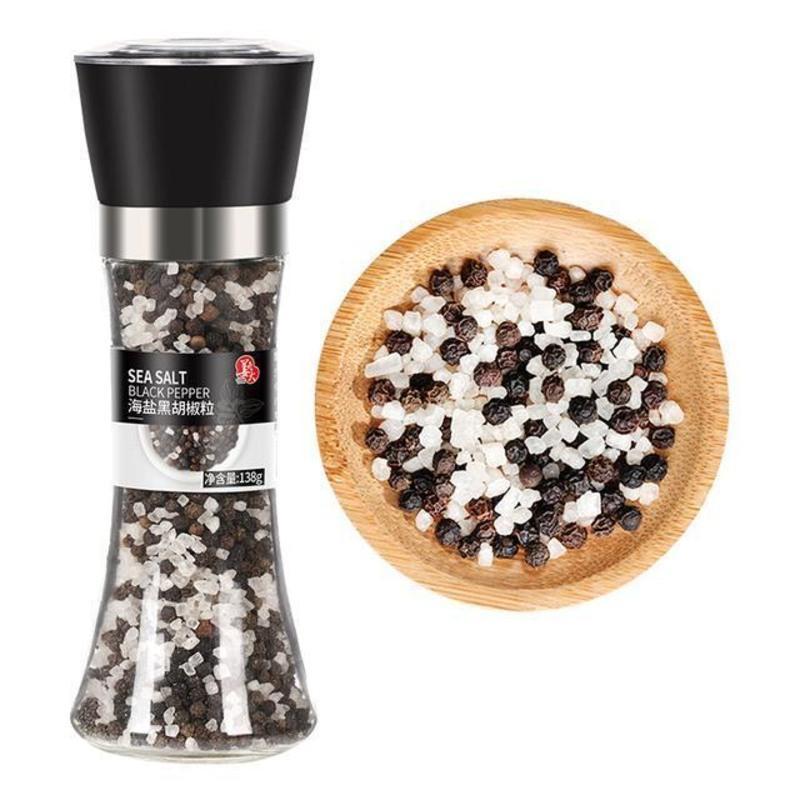 138g海盐黑胡椒粒1瓶 姜老大 138g海盐黑胡椒粒128g混合黑胡椒 可研磨