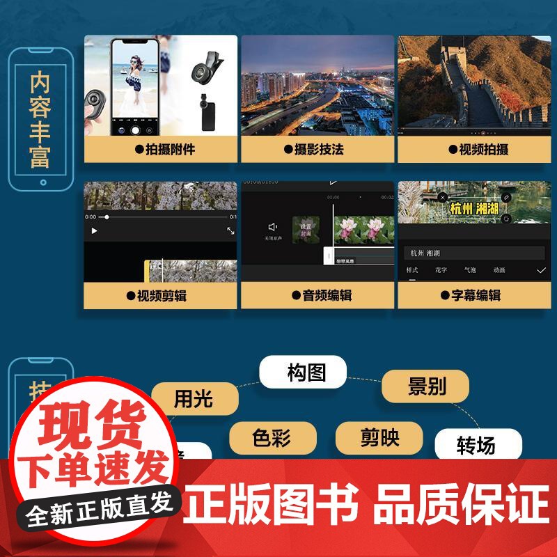 iPhone手机摄影与短视频拍摄一本通 苹果手机拍照教程构图用光手机短视频拍摄剪辑后期转场字幕剪映教程高清大图