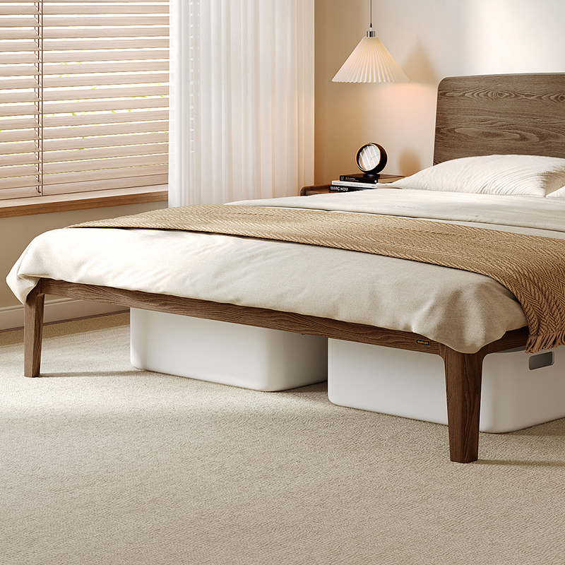 全友家居 全木床原木风双人床现代简约主卧室大床家具高清大图