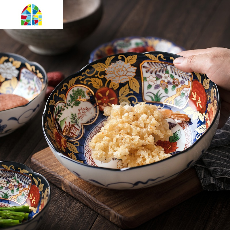 陶瓷碗家用和风餐具日式吃饭汤碗拉面碗大号盘子碗 FENGHOU [20CM*7.5CM]