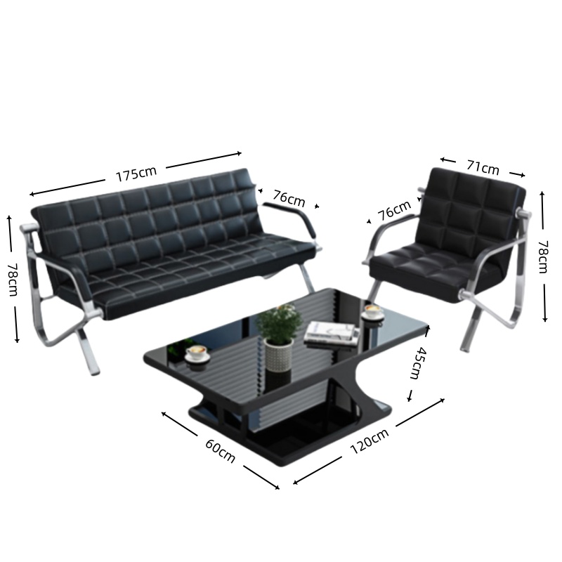 智叶舟商务沙发组合175*76*78cm(3+1+茶几)套高清大图