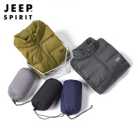 JEEP SPIRIT吉普保暖轻薄羽绒服宽松大码立领短款外套秋冬防寒保暖白鸭绒上衣