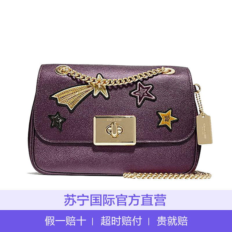 [直营 时尚限量版]蔻驰(COACH) Cassidy系列星星贴花硬真皮链条女士单肩包斜挎包手拎包女包