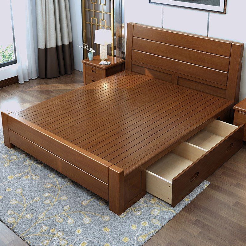 实木床18米双人床现代简约经济型婚床15m新中式高箱储物主卧1800mm