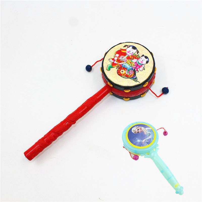 买大送小拨浪鼓玩具6个月婴儿手摇玩具传统新生宝宝玩具气锤1个红