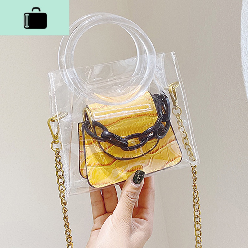 包包女2020流行时尚迷你透明果冻包百搭洋气单肩斜挎小包newlake女斜