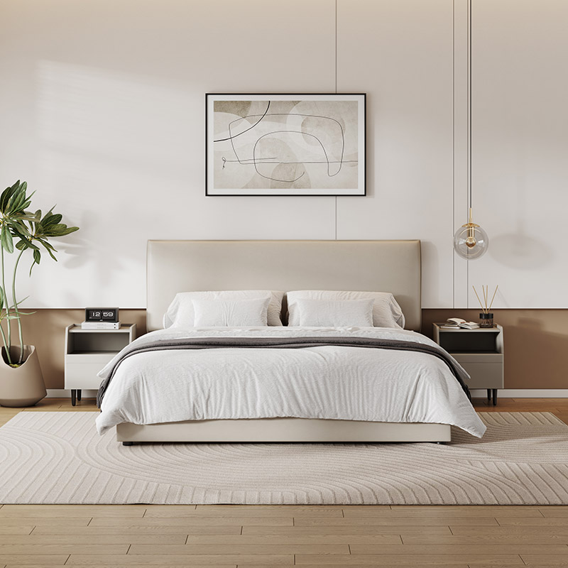 掌上明珠家具新款环保生态皮床现代简约极简风1.5米1.8米双人床软床mz