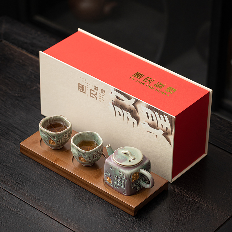 苏氏陶瓷(SUSHI CERAMICS)遇见敦煌觉悟茶具套装一壶两杯配干泡盘