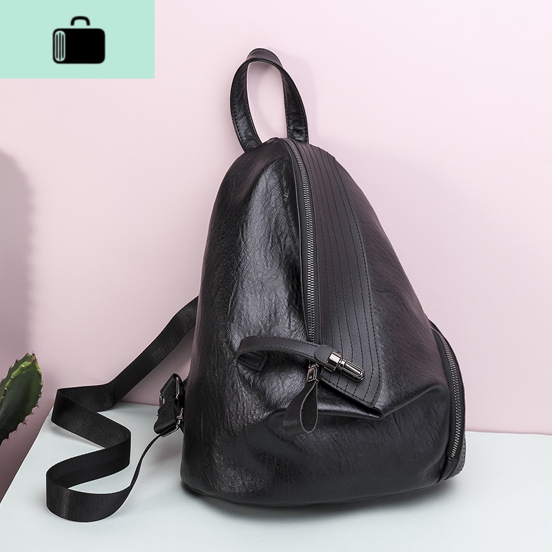 包包女2019新款网红女士双肩包女韩版大容量旅行软皮背包休闲书包NEWLAKE高清大图