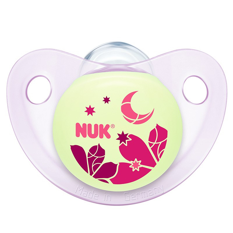 NUK夜光型硅胶安抚奶嘴(18-36个月)花型随机