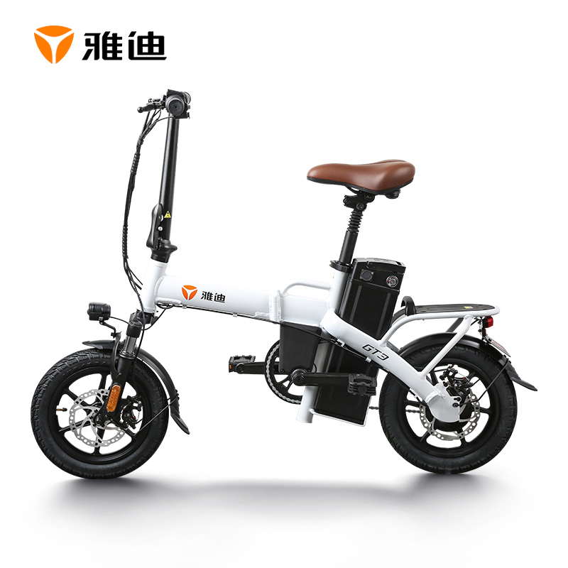 雅迪电动车GT3锂电池48V20Ah助力便携电动迷你男女代驾折叠自行车 GT3新塔夫绸白