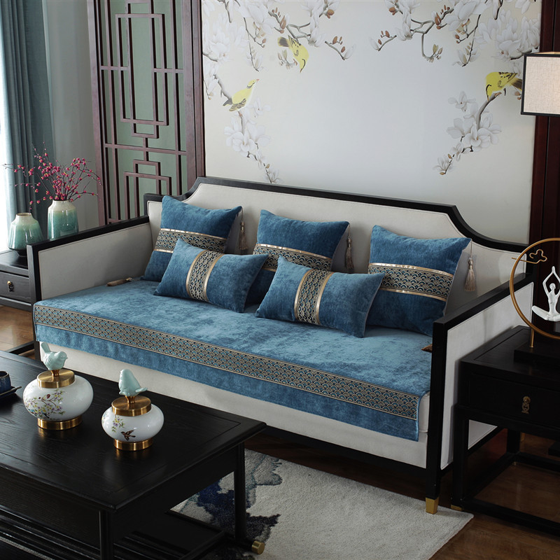 添福运 中式四季沙发垫套装沙发套罩巾套装坐垫子巾秋冬季坐垫子防滑红木沙发垫子新中式雪尼尔沙发垫123组合沙发贵妃可定制