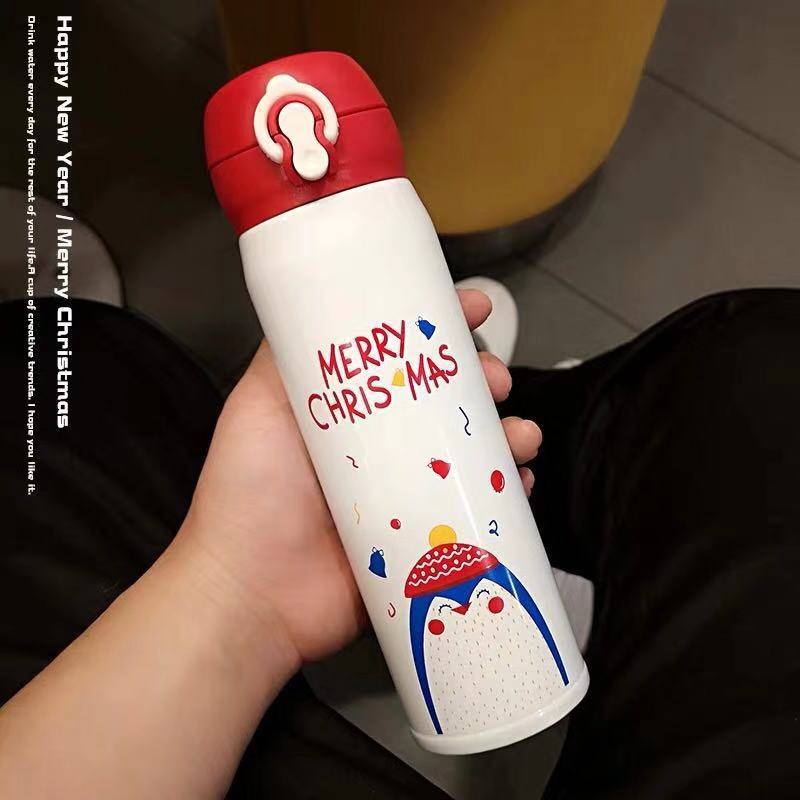 英国Riopoton锐普顿 圣诞保温杯 RT500MC 500ml雪人 创意弹跳杯不锈钢便携茶水杯情侣学生礼物杯