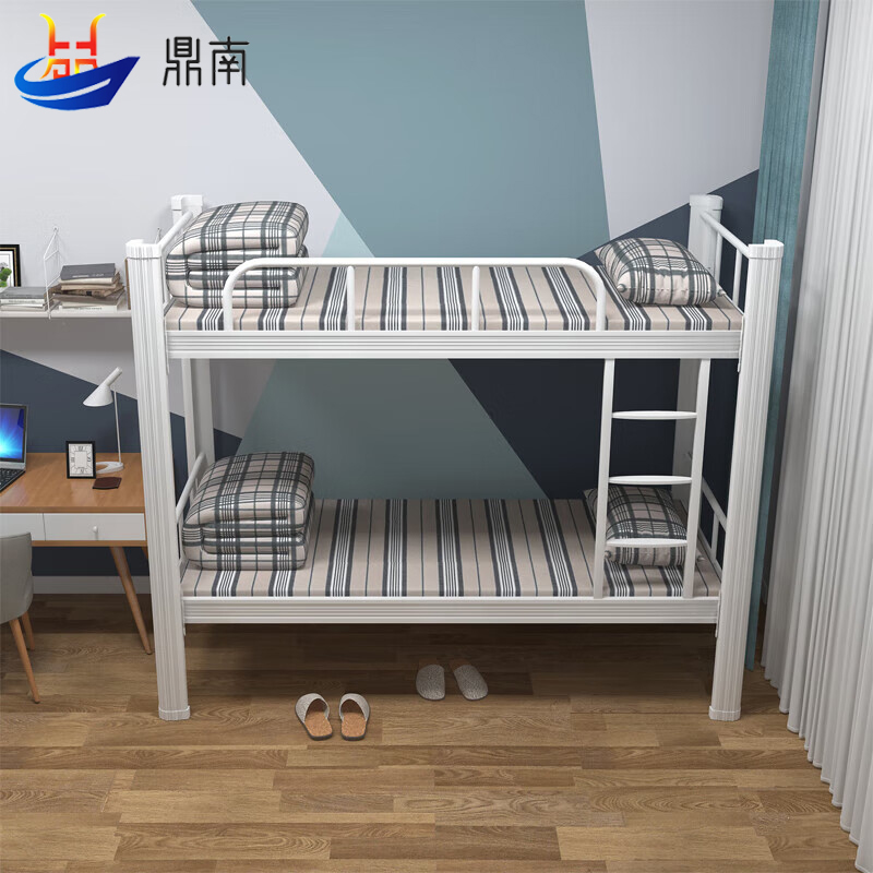 鼎南钢制上下铺学校宿舍床高低床工地员工双人床双层铁艺床 1米宽高清大图