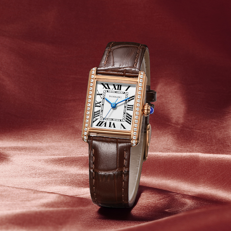 新品首发罗西尼典美系列时尚正品石英方形手表女复古小方表122468